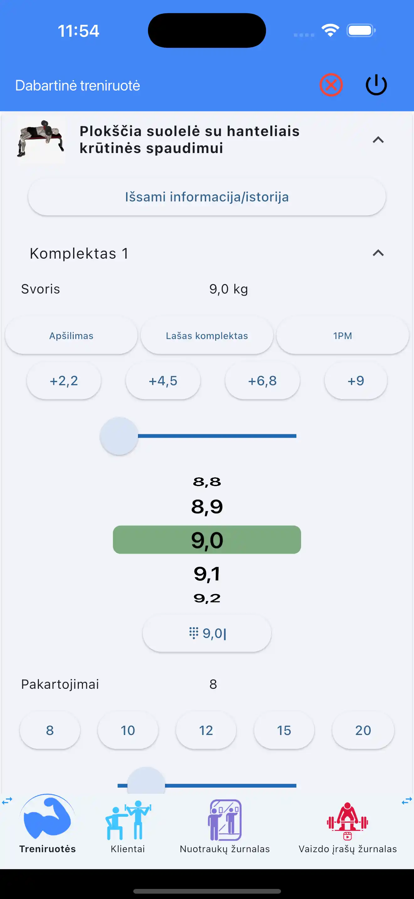 Hantelių pratimų stebėjimas telefonas