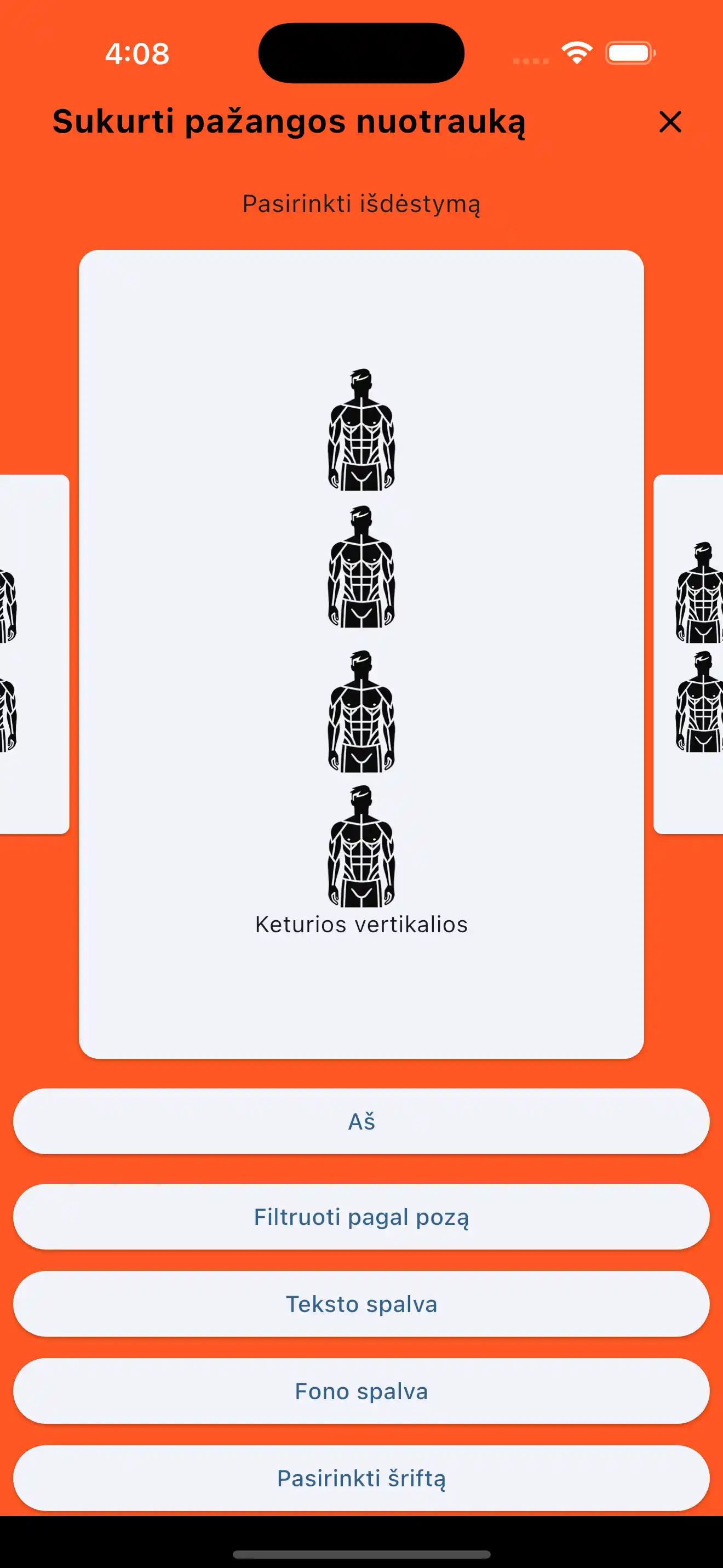 Pažangos nuotrauka keturios vertikaliai