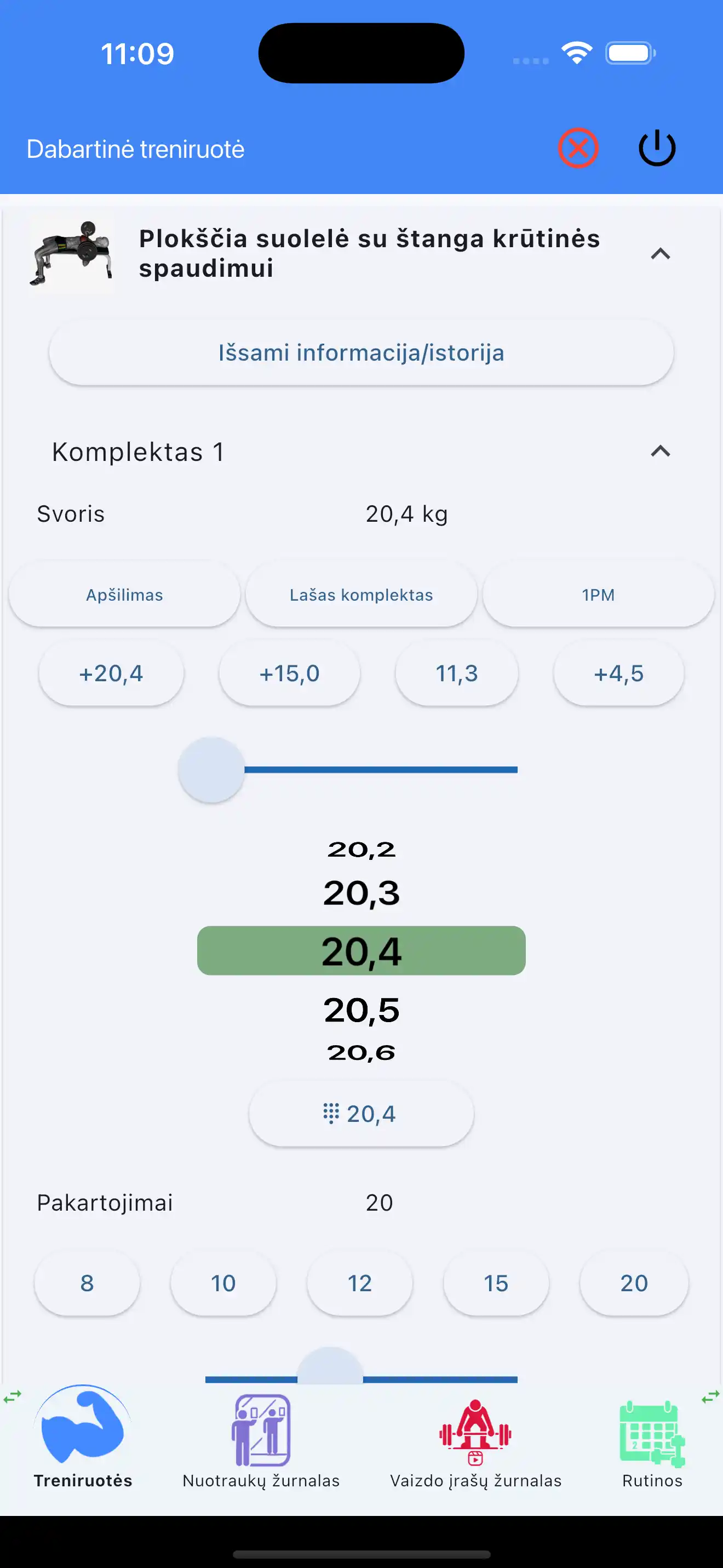 Įvedimas vienu pirštu, svorių treniruotė