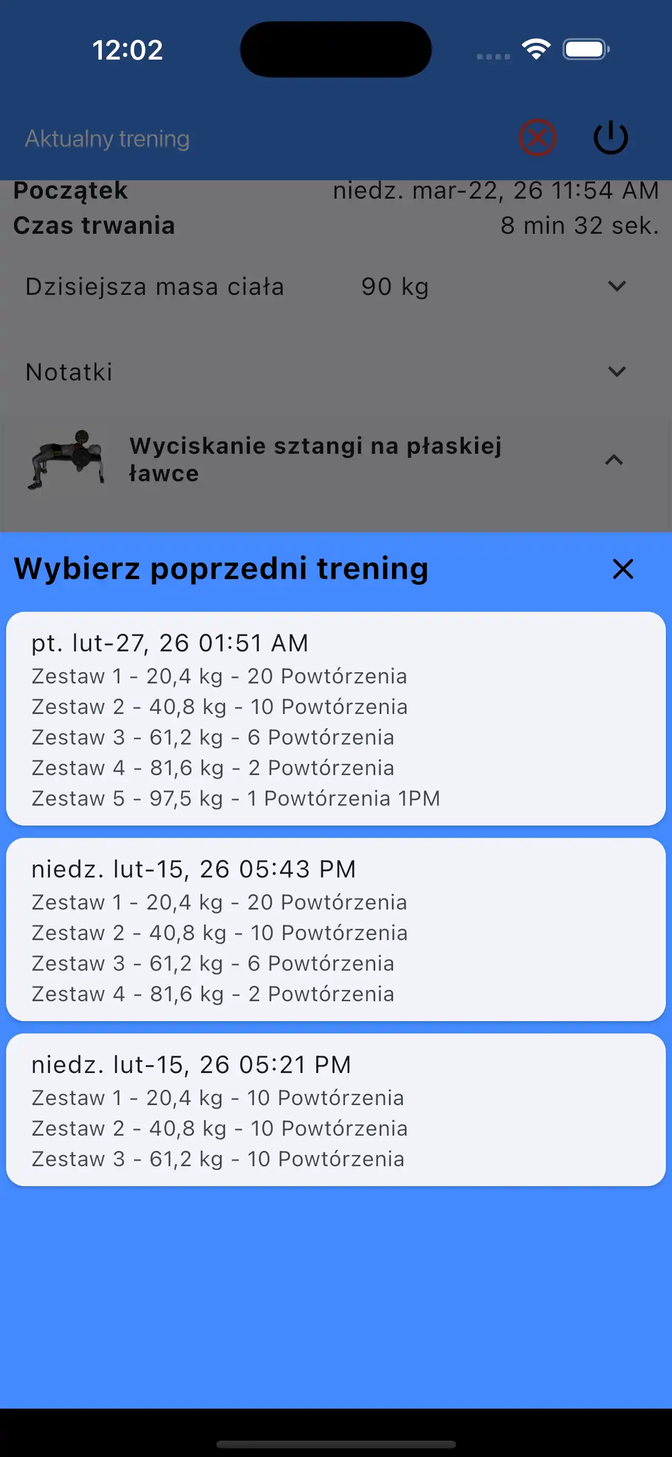 Wybierz ostatnie serie treningu siłowego