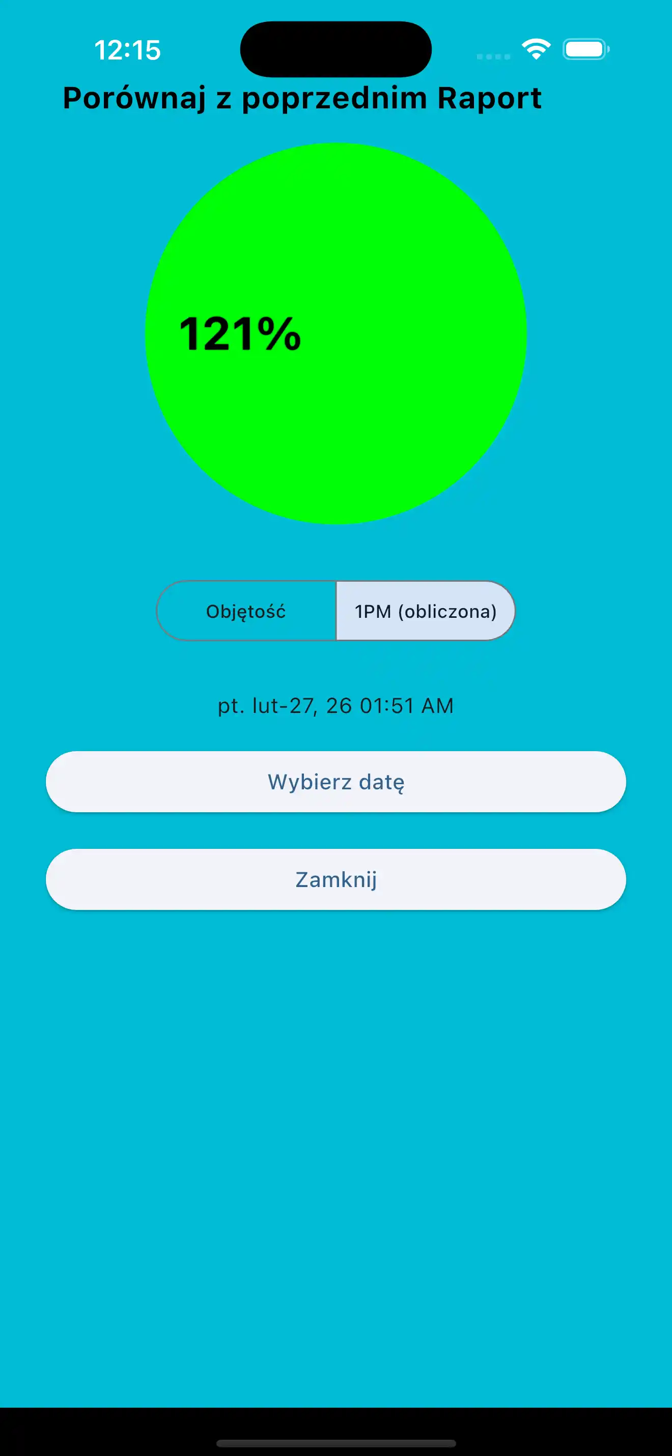Porównanie poprzedniego maksimum na jedno powtórzenie w treningu siłowym
