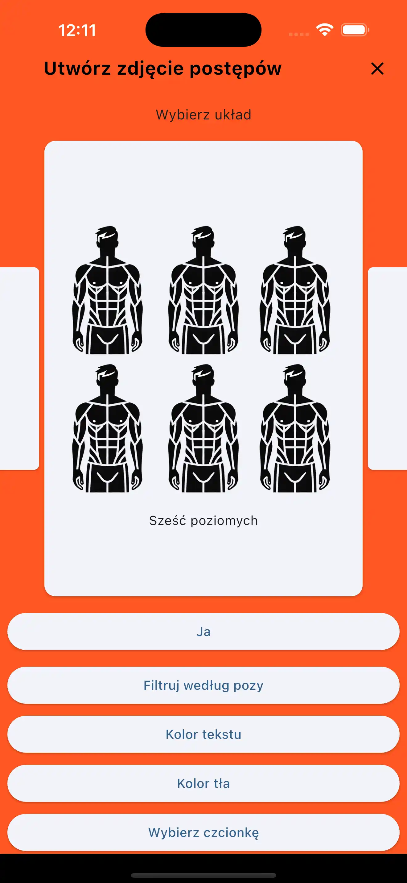 Zdjęcie z postępów po sześć poziome