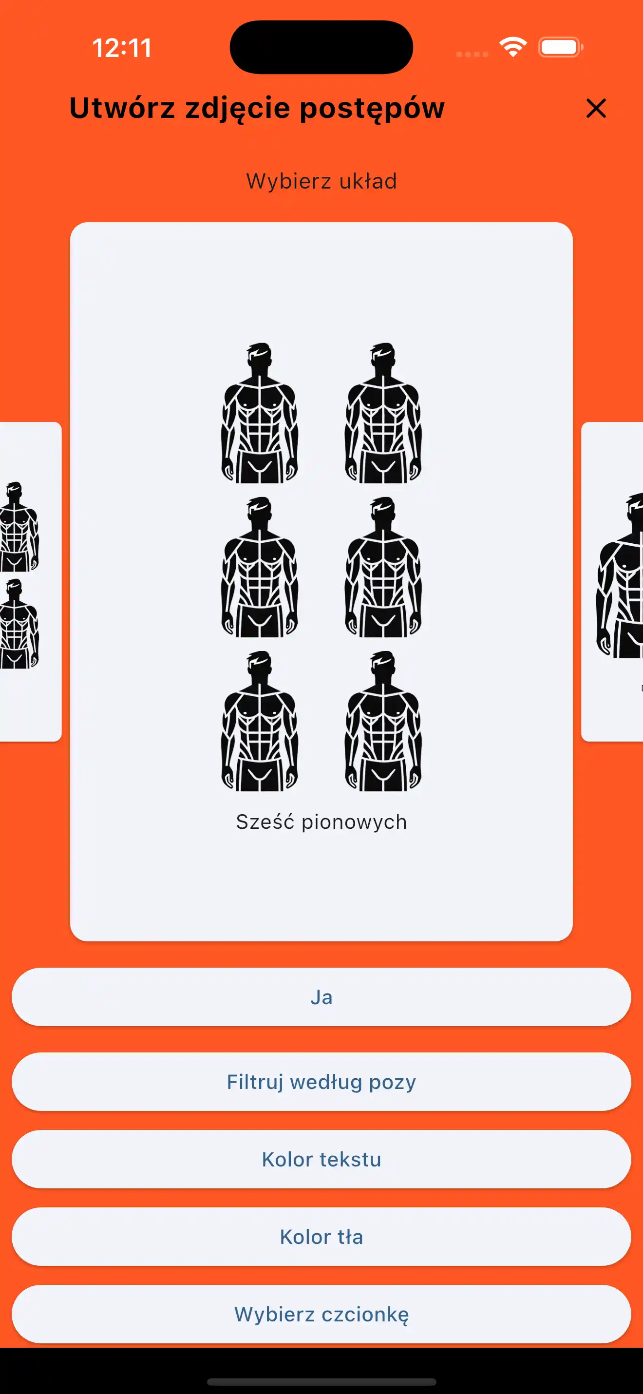 Zdjęcie z postępów po sześć pionowe