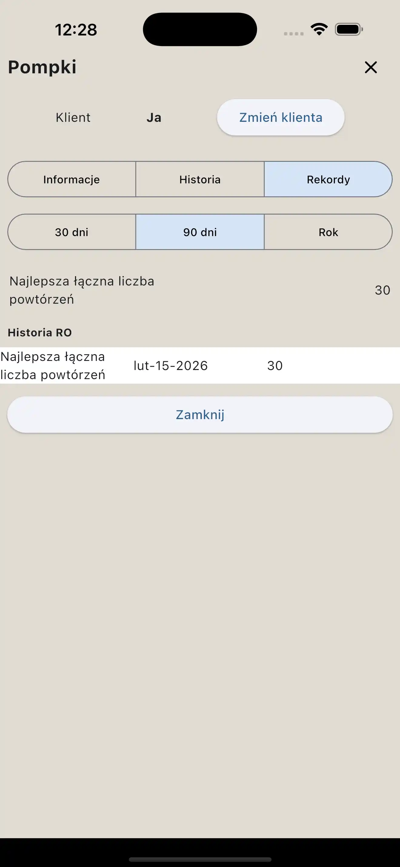 Raport RO tylko powtórzenia / Cross-Fit / Kalistenika