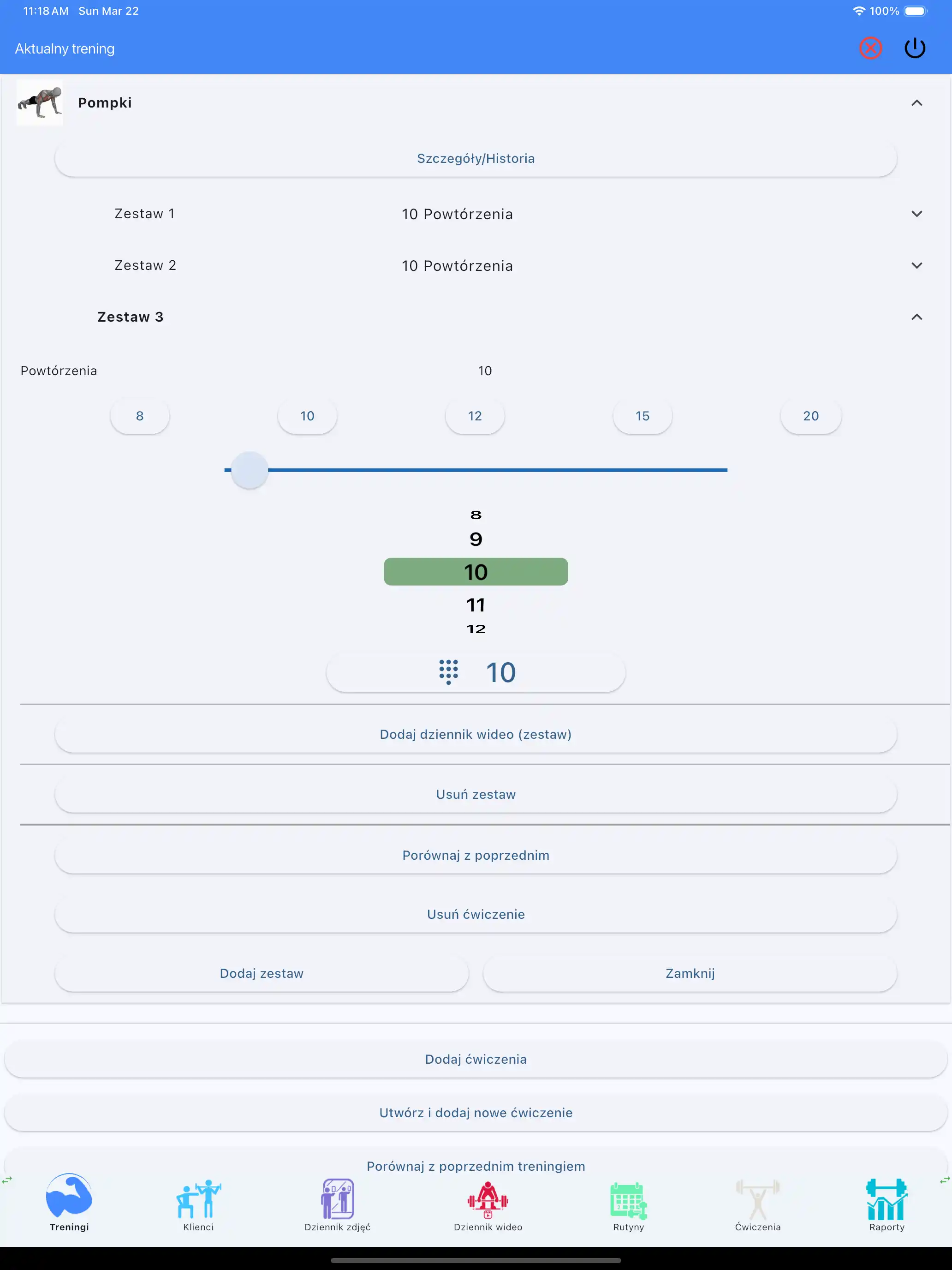 Śledzenie crossfit kalisteniki tylko powtórzenia na tablet / ipad