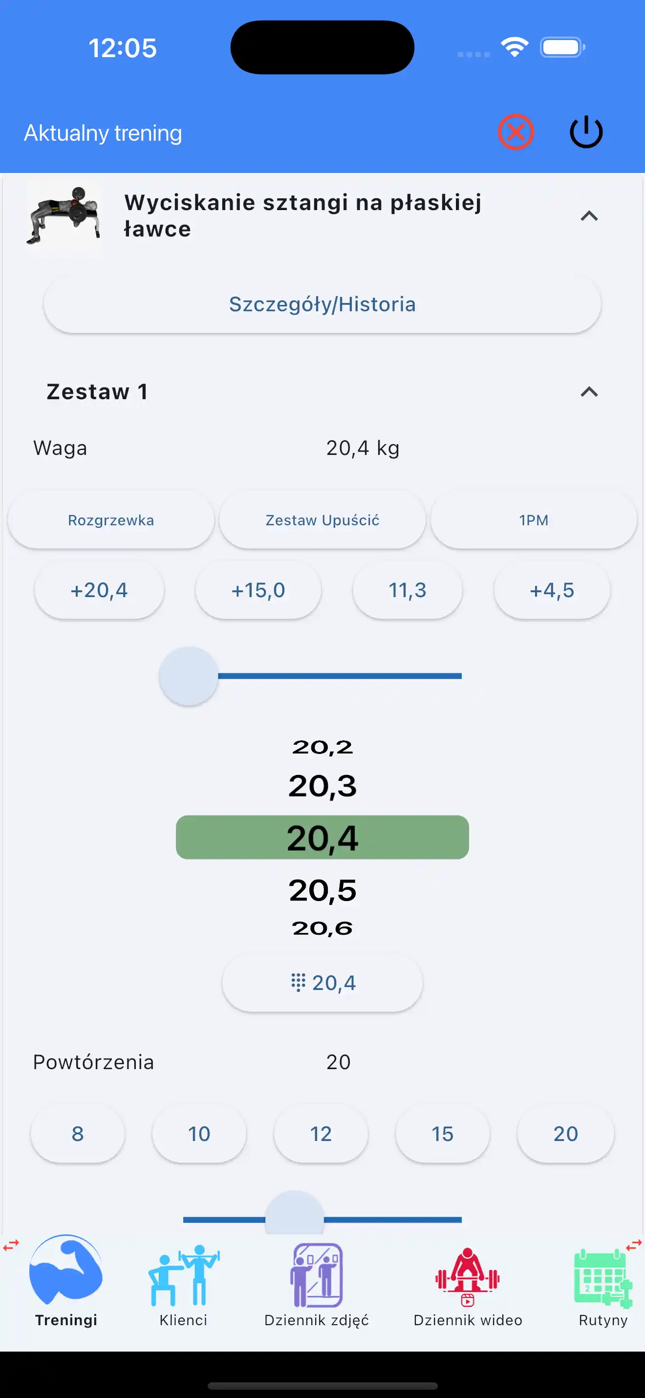 Śledzenie podnoszenia ciężarów na telefon
