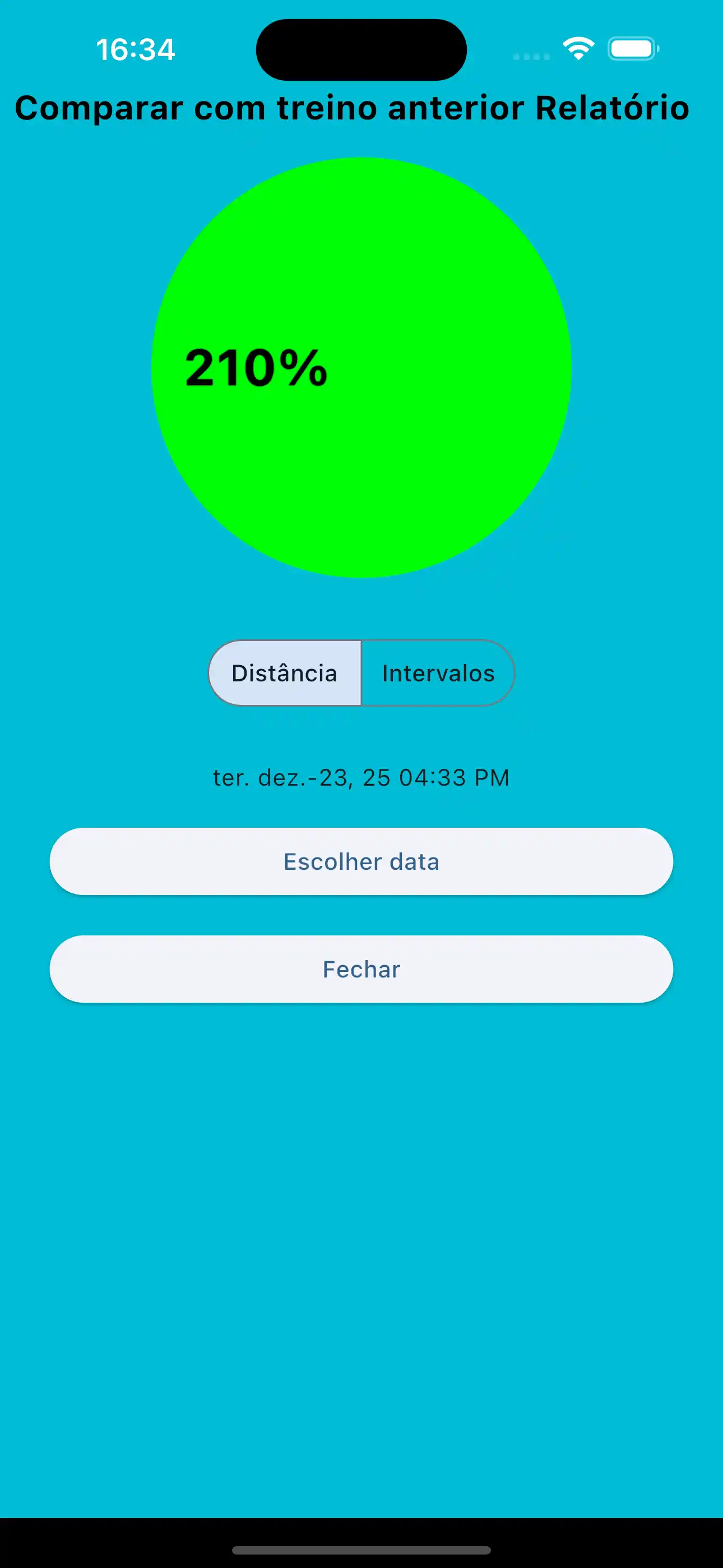 Comparar Distância de Intervalos Cardio Anteriores