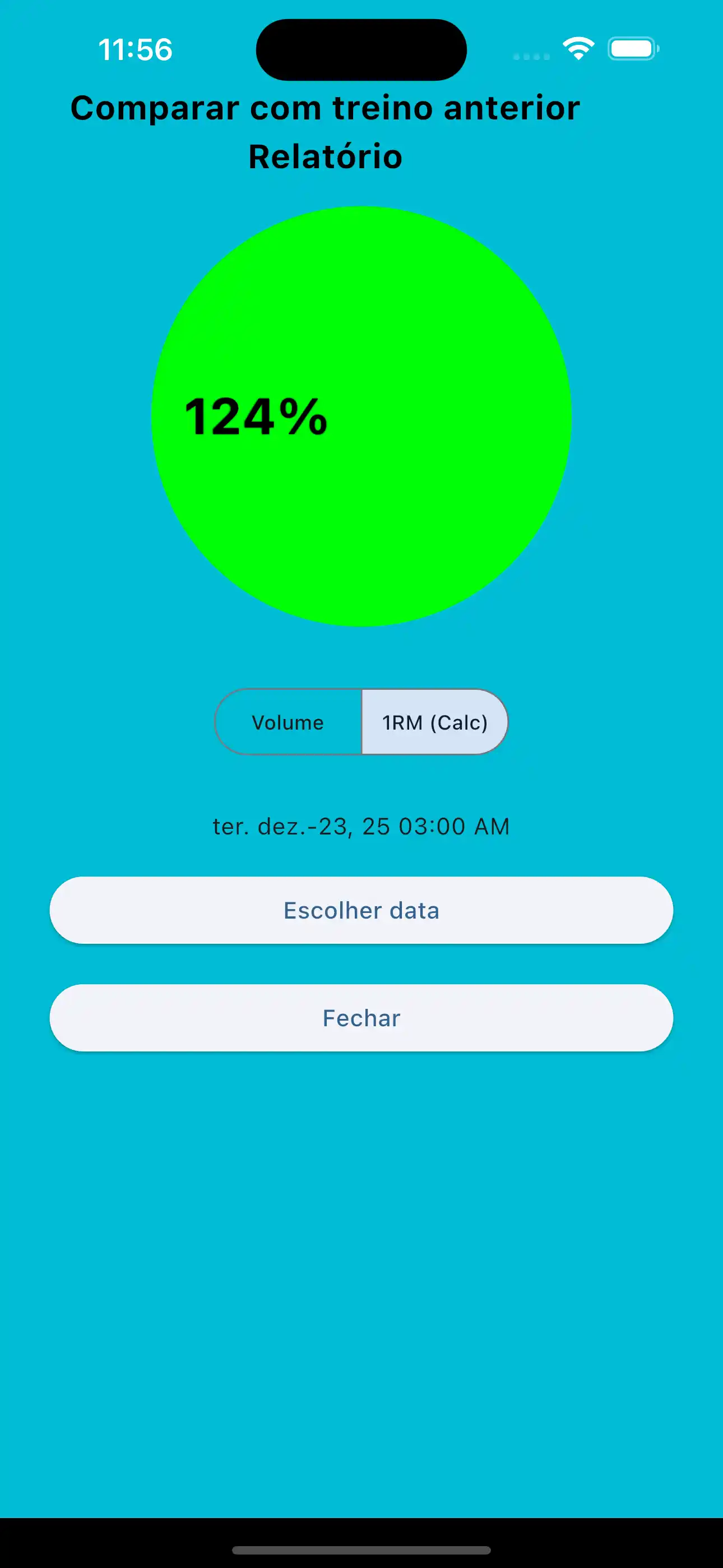 Comparar Máximo de Uma Repetição do Treino de Peso Anterior