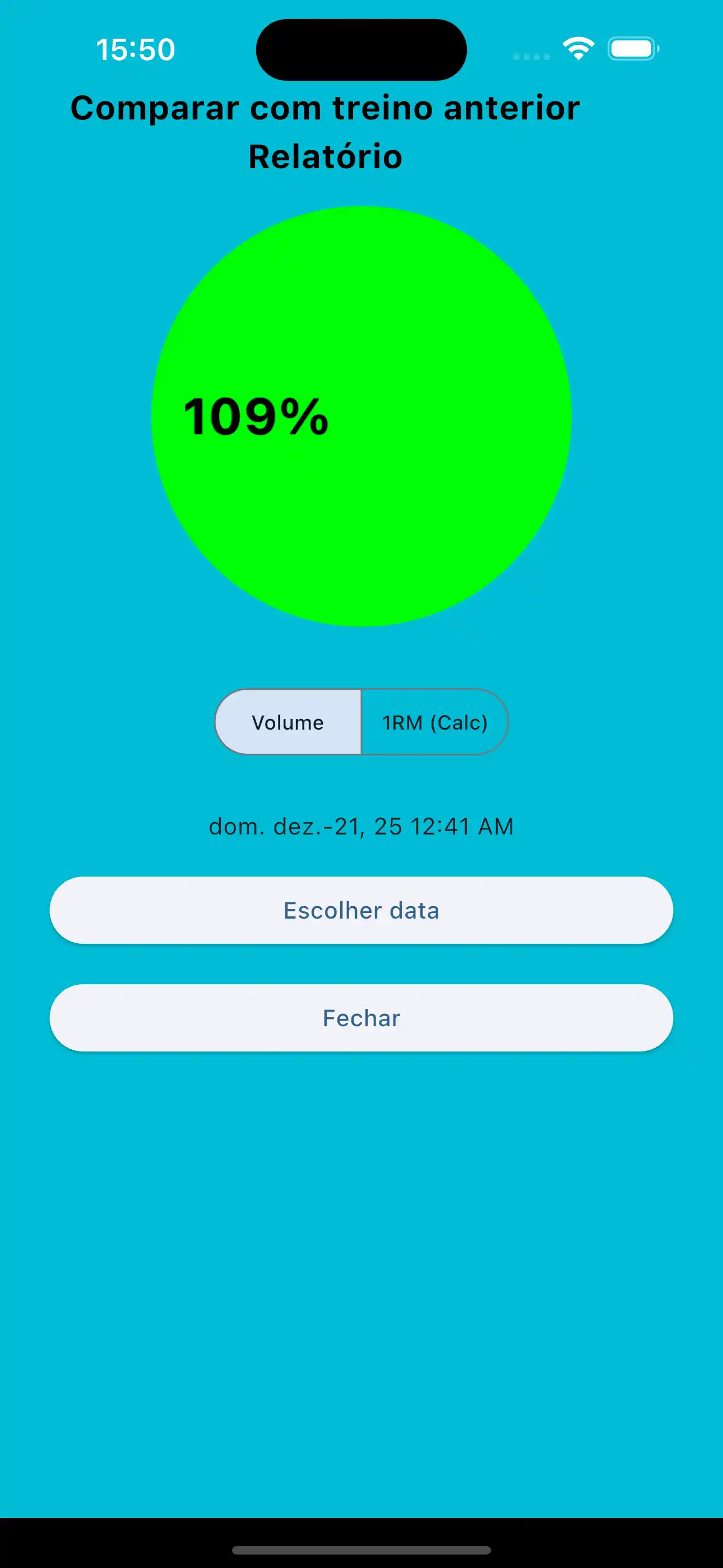 Comparar Volume de Treinamento de Peso Anterior