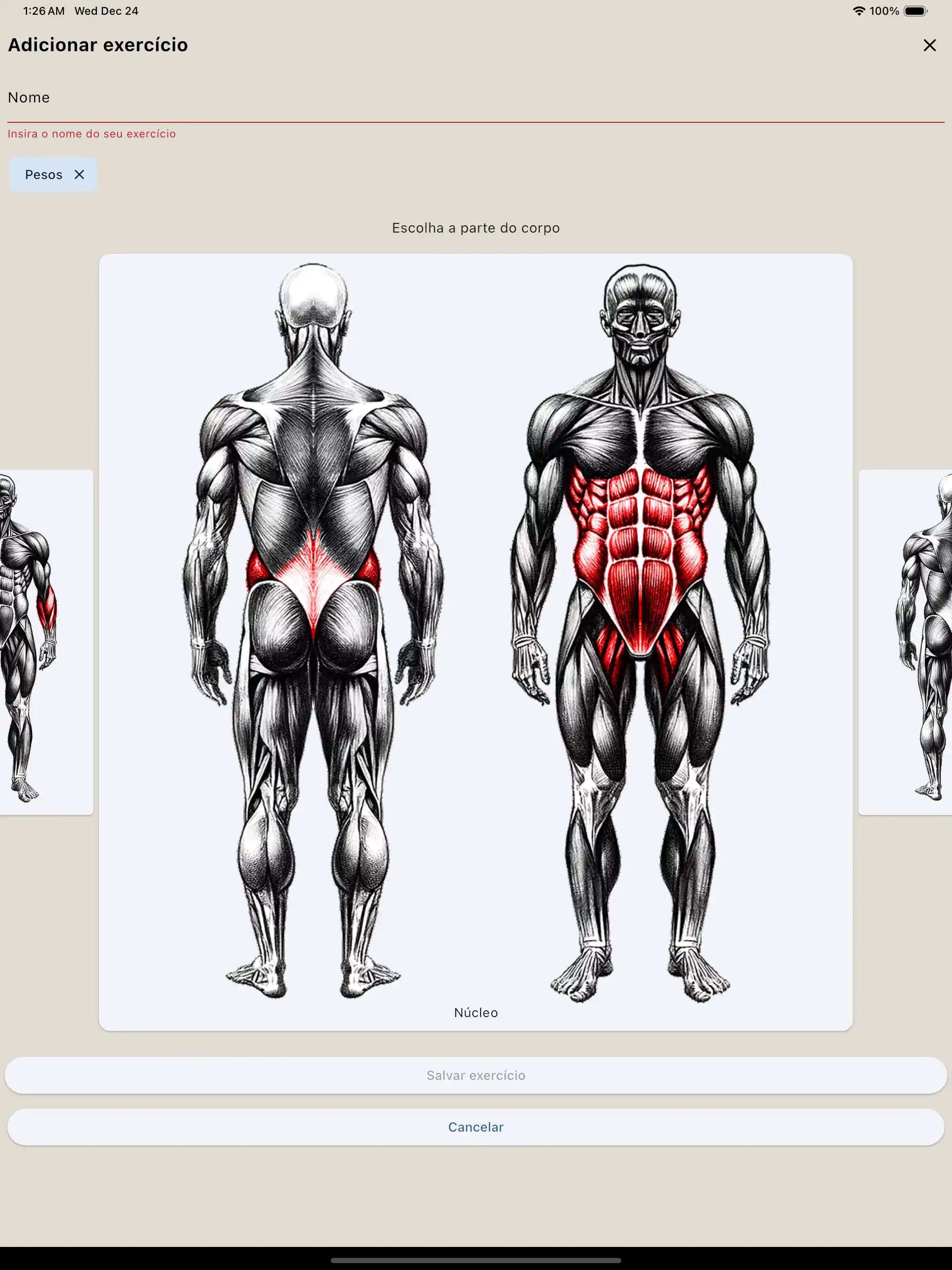 Tablet para criação de exercícios