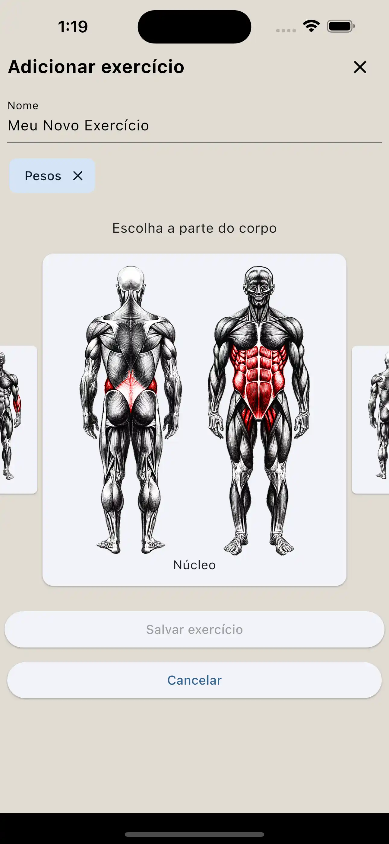 Telefone para criação de exercícios