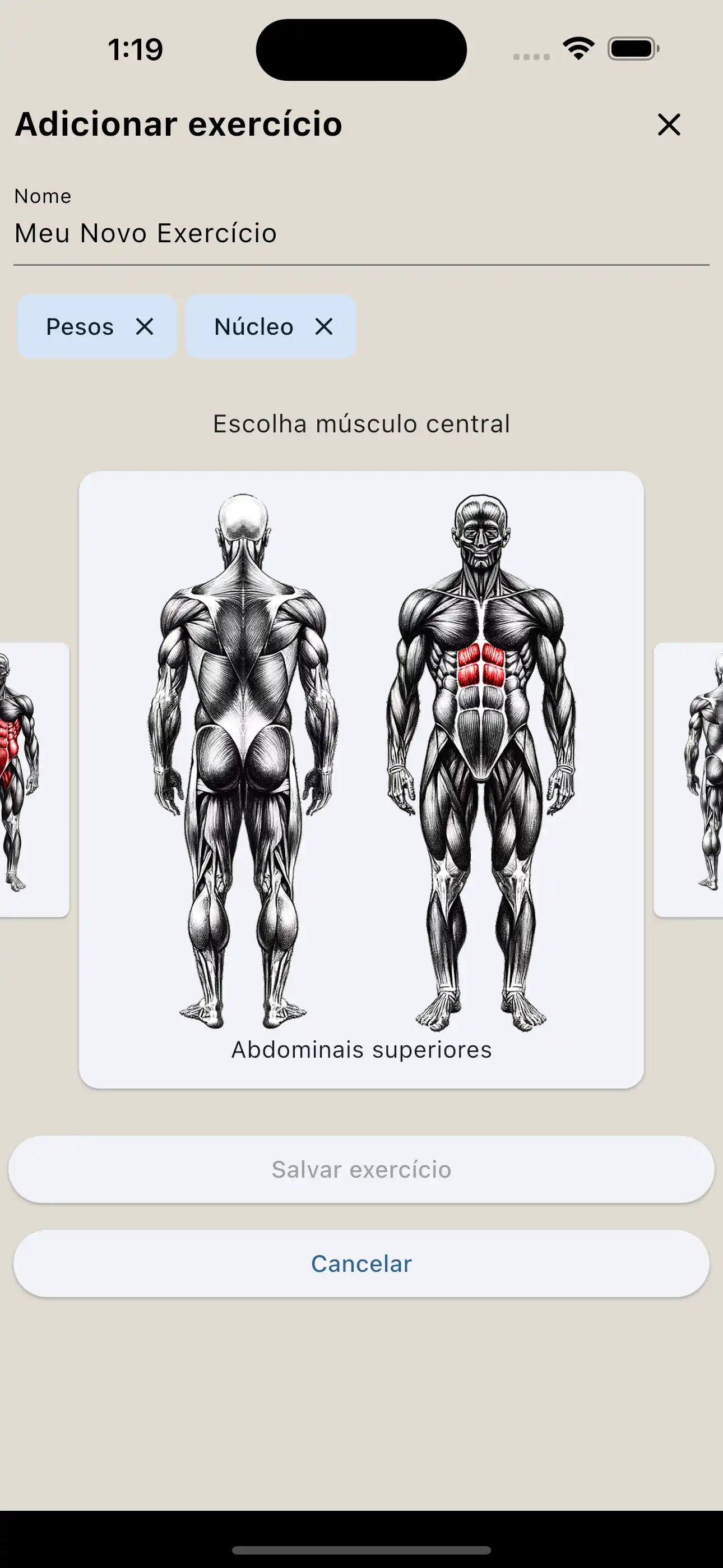 Exercício criação grupo muscular telefone