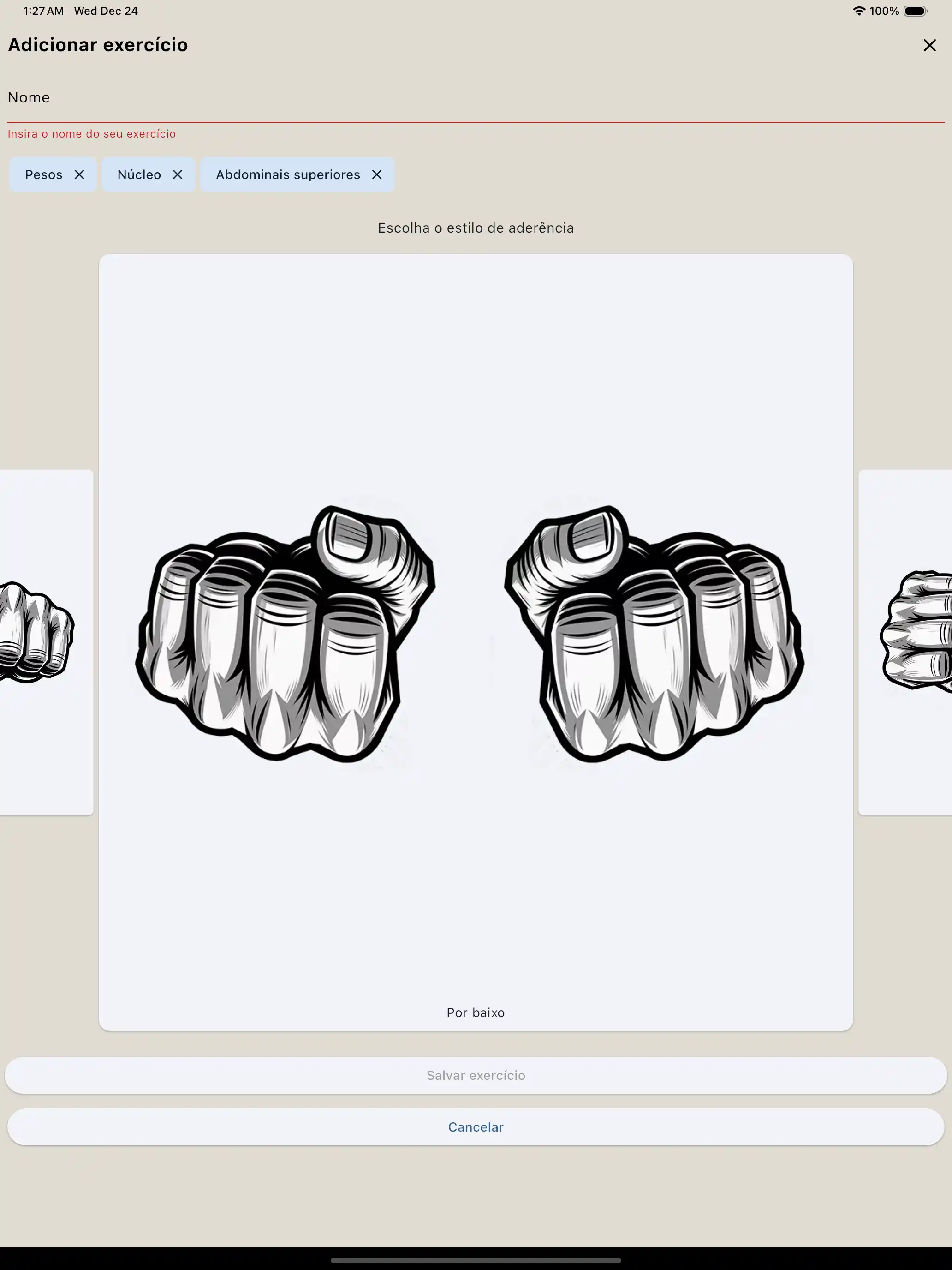 Tablet de exercício de força de preensão