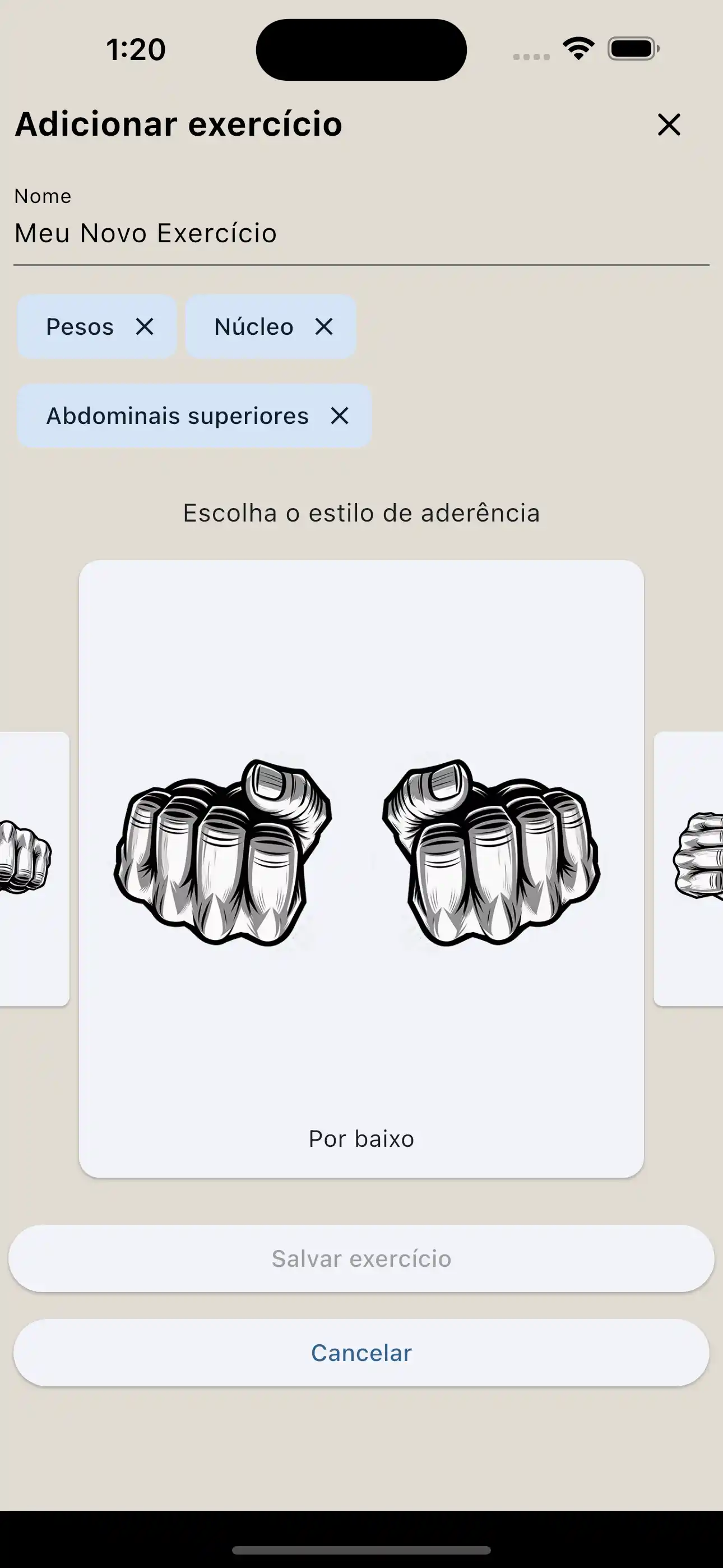 Exercício de criação com aperto de telefone