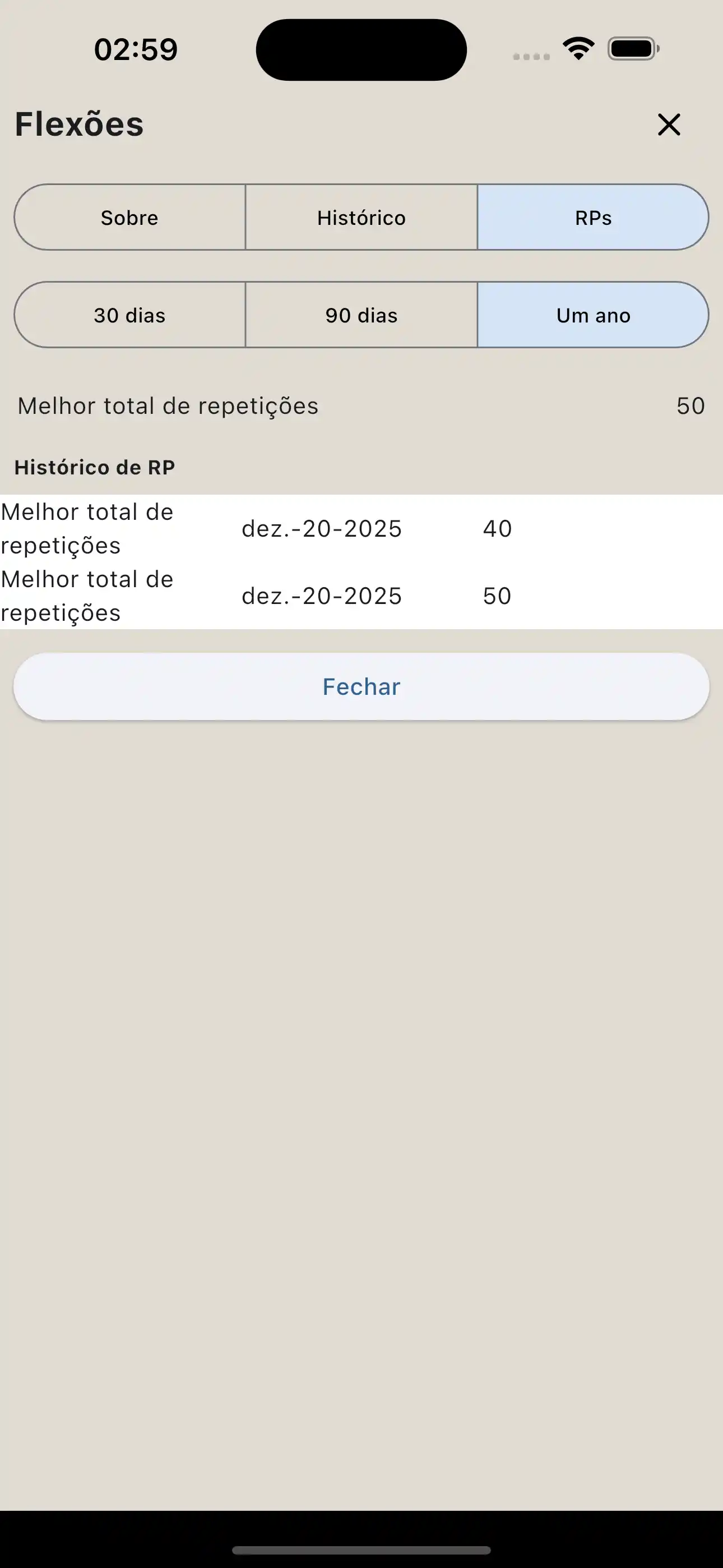 Relatório de PR de Apenas Repetições / CrossFit / Calistenia