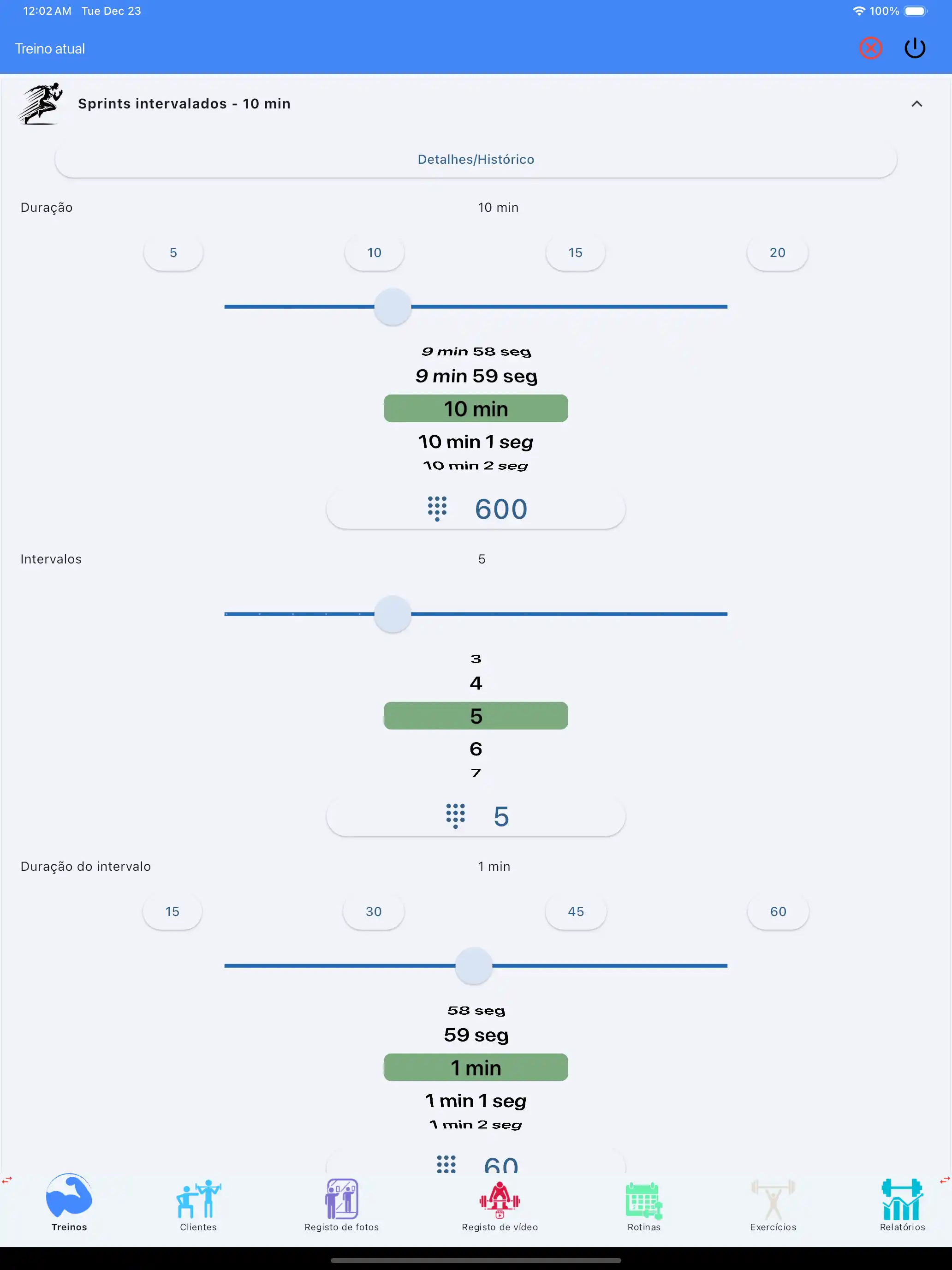 Rastreamento de cardio HIIT tablet iPad