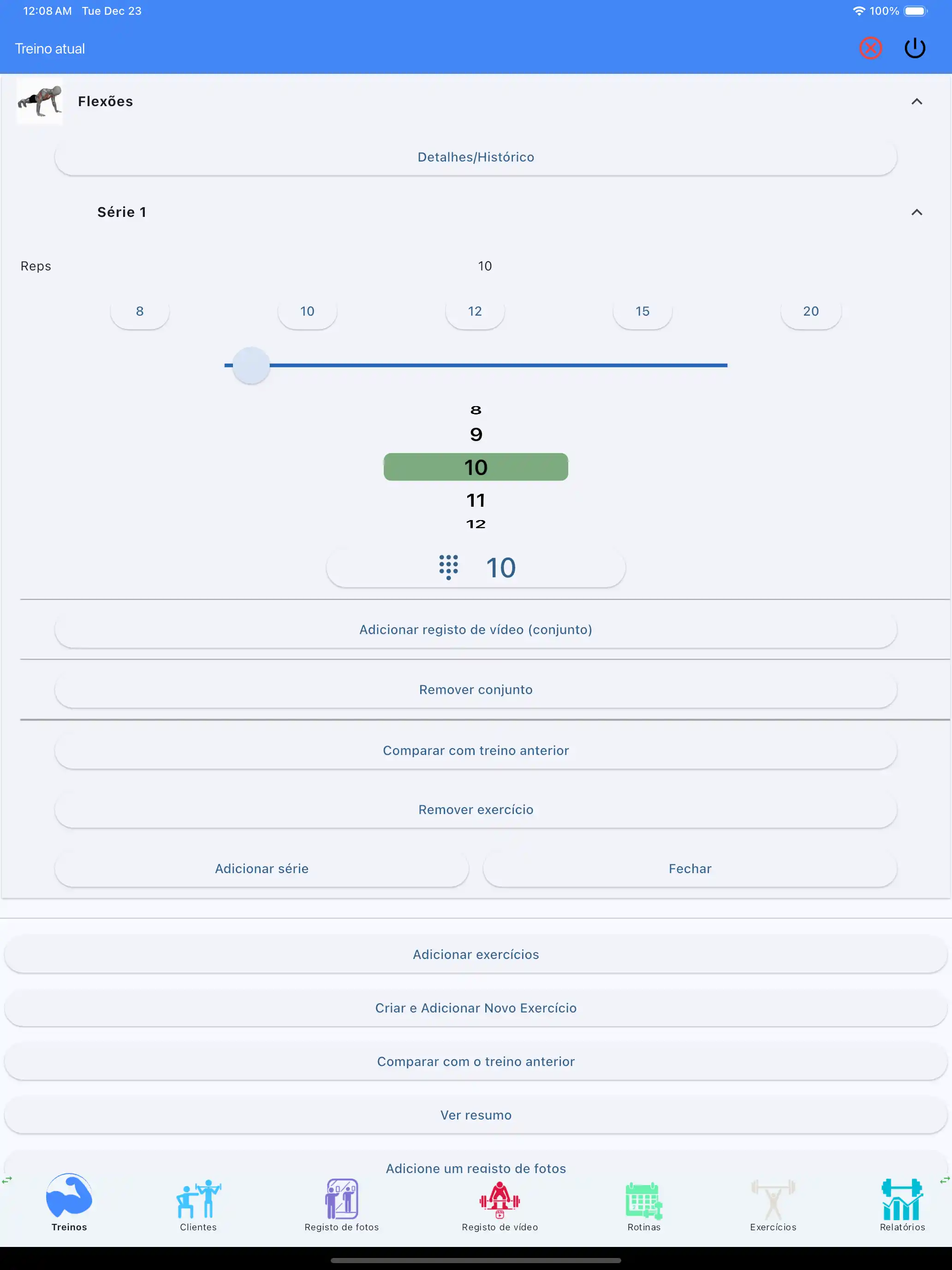 Reps apenas crossfit calistenia rastreamento tablet iPad