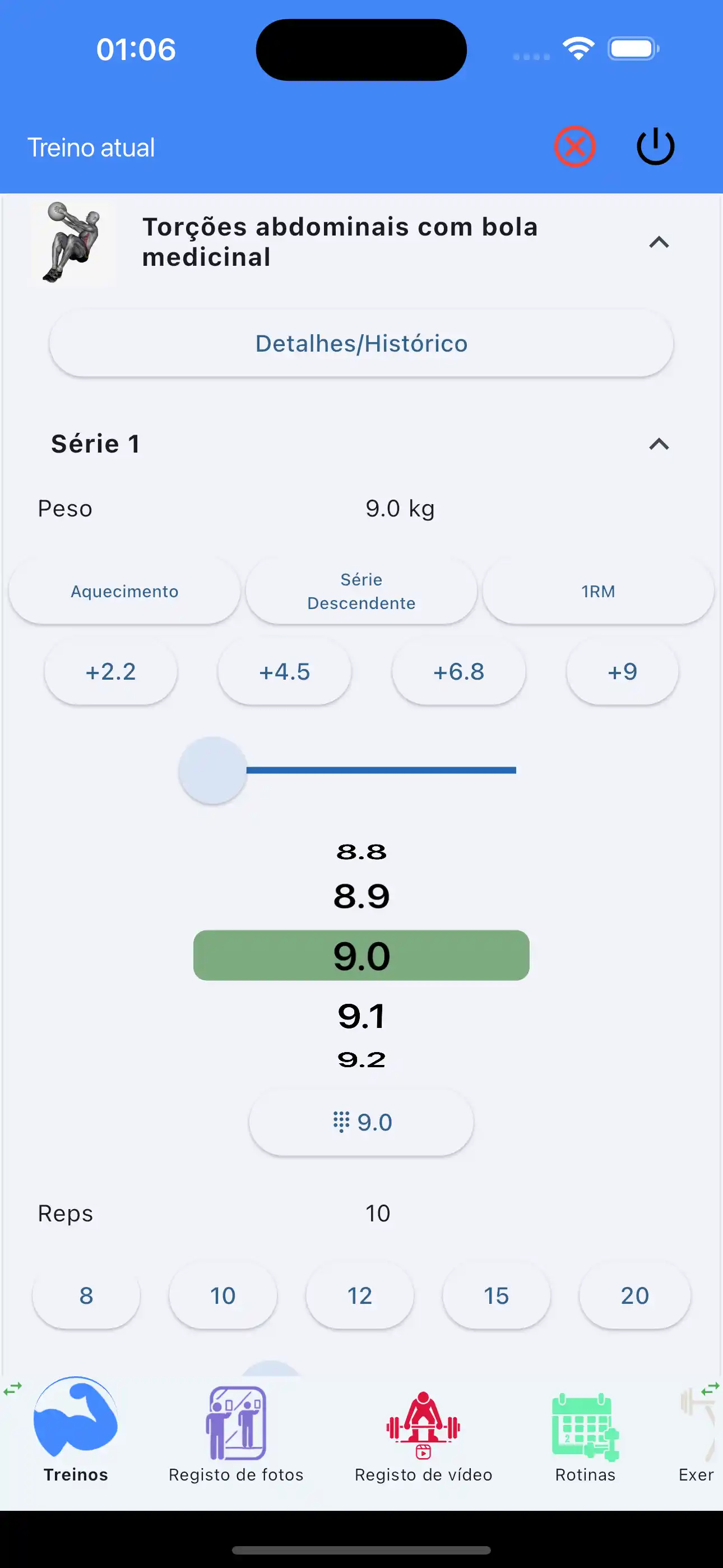 Telefone para rastreamento de exercícios com bola medicinal
