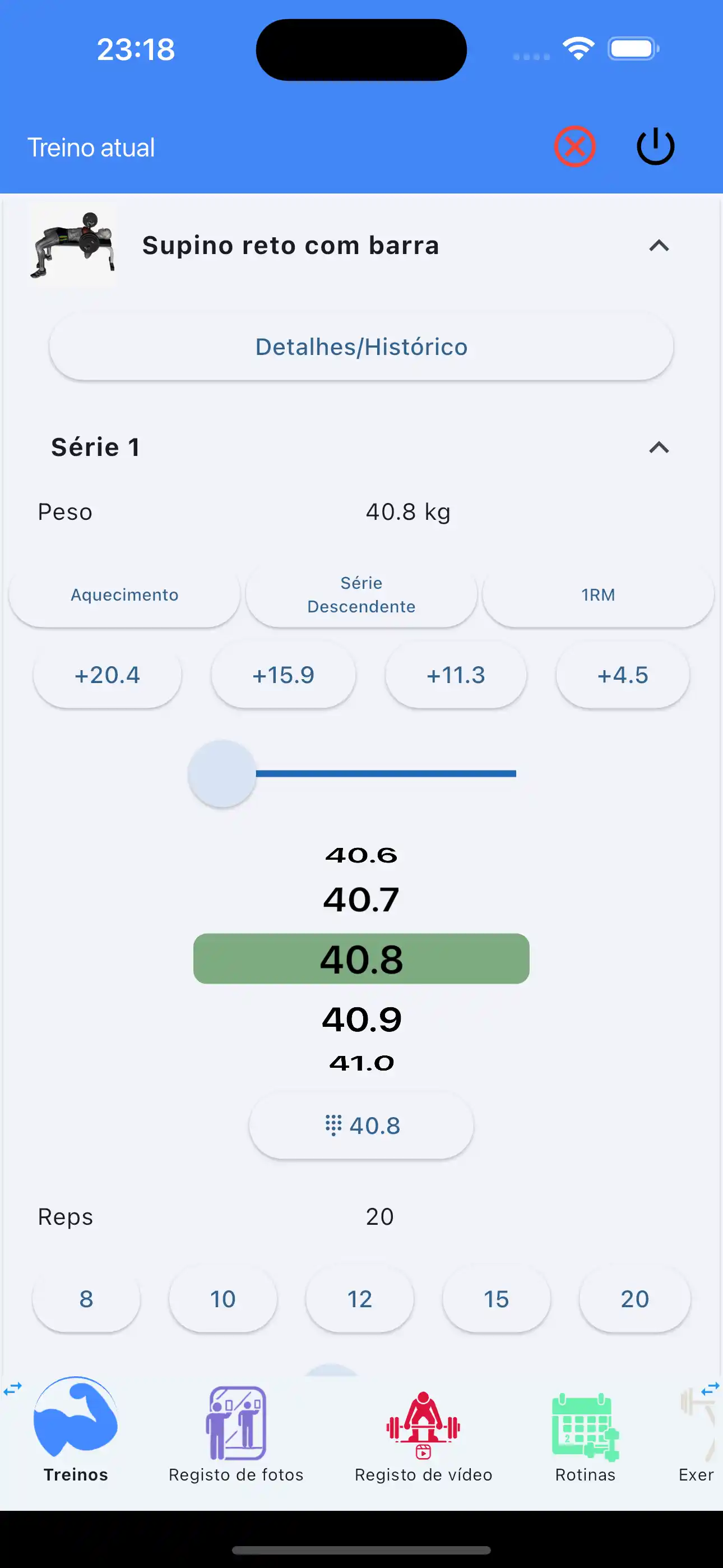 Treinamento de Peso com Entrada de Um Único Dedo