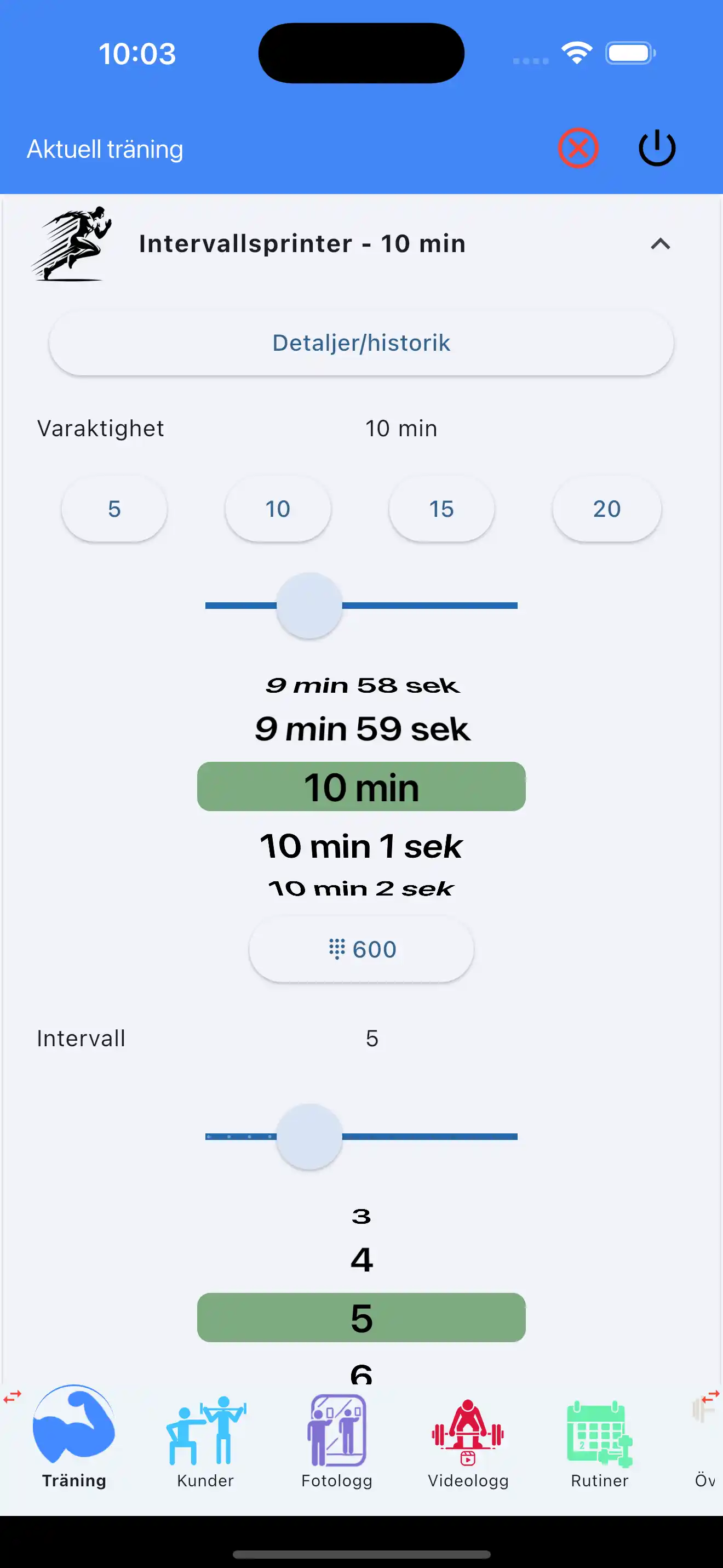 Konditionsspårning hiit telefon