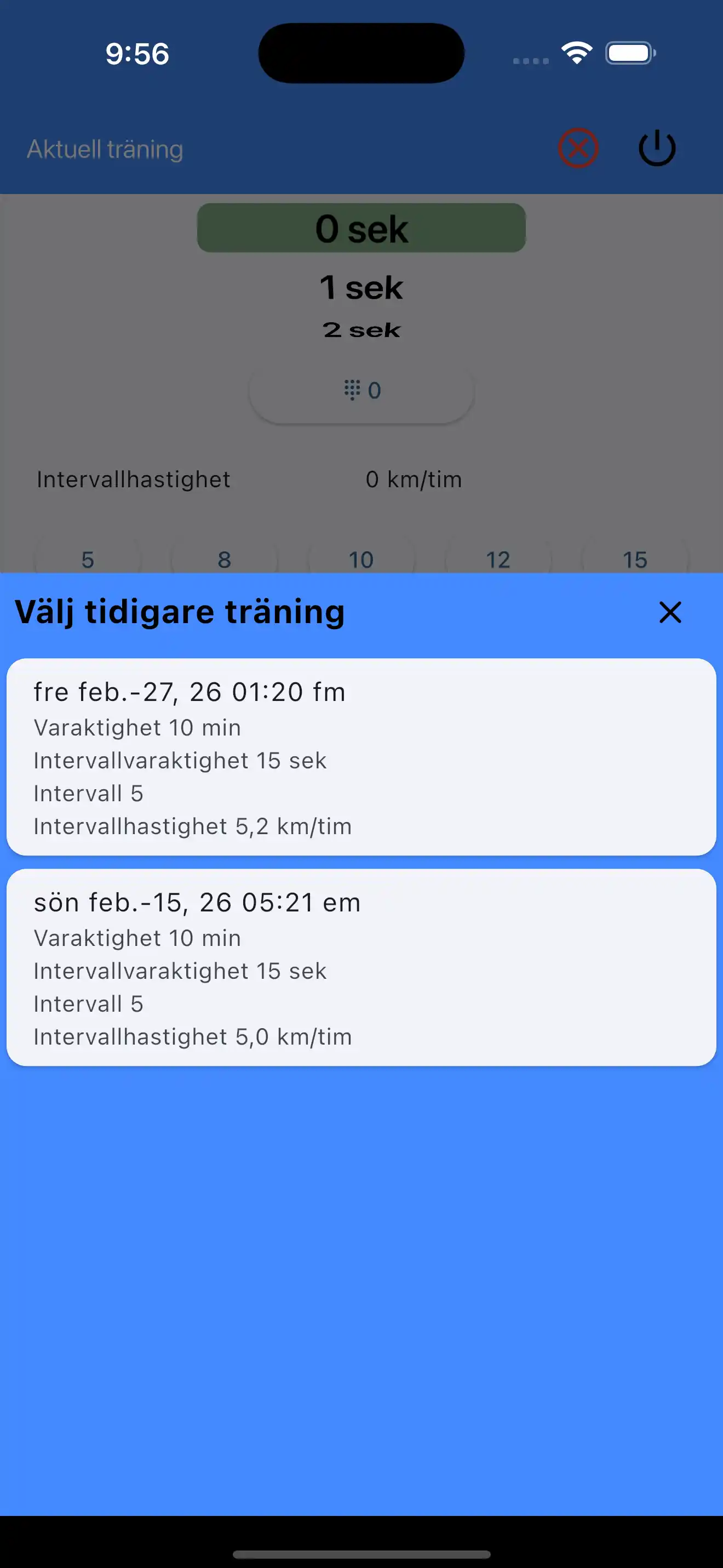 Välj senaste inställningar konditionsintervaller hiit