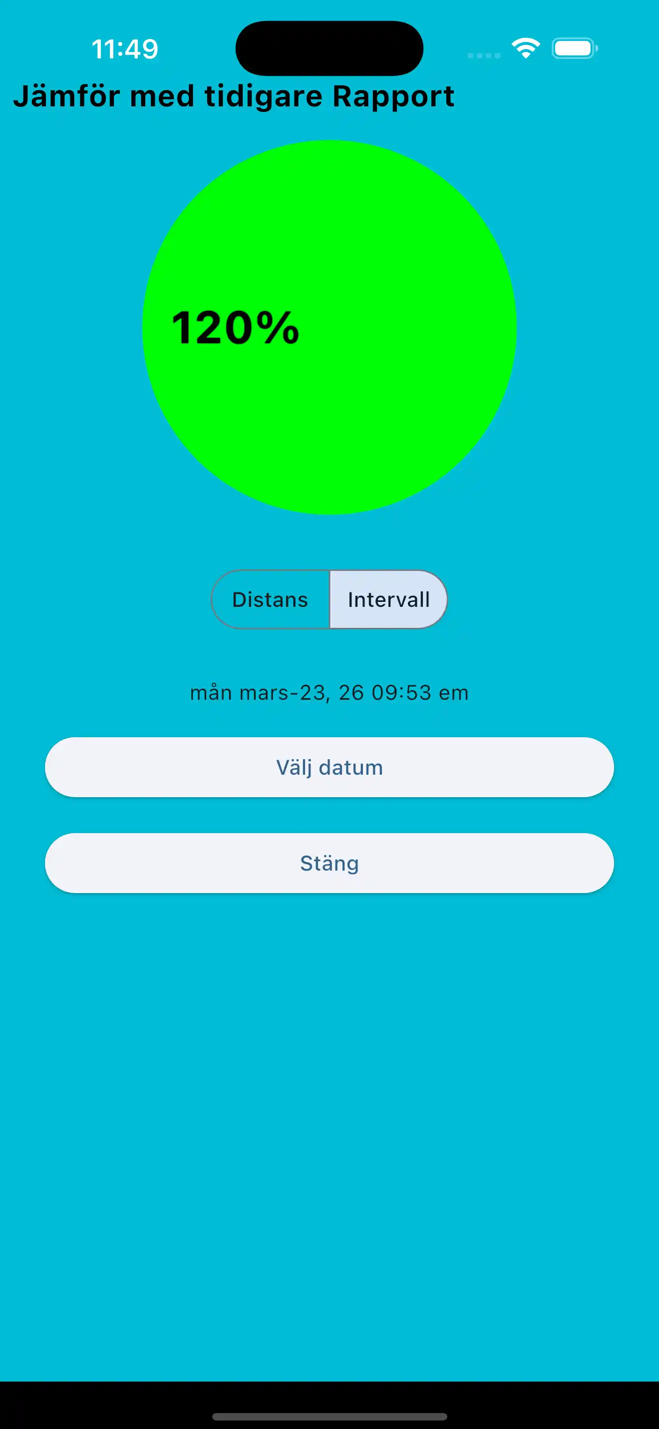 Jämför tidigare konditionsintervaller