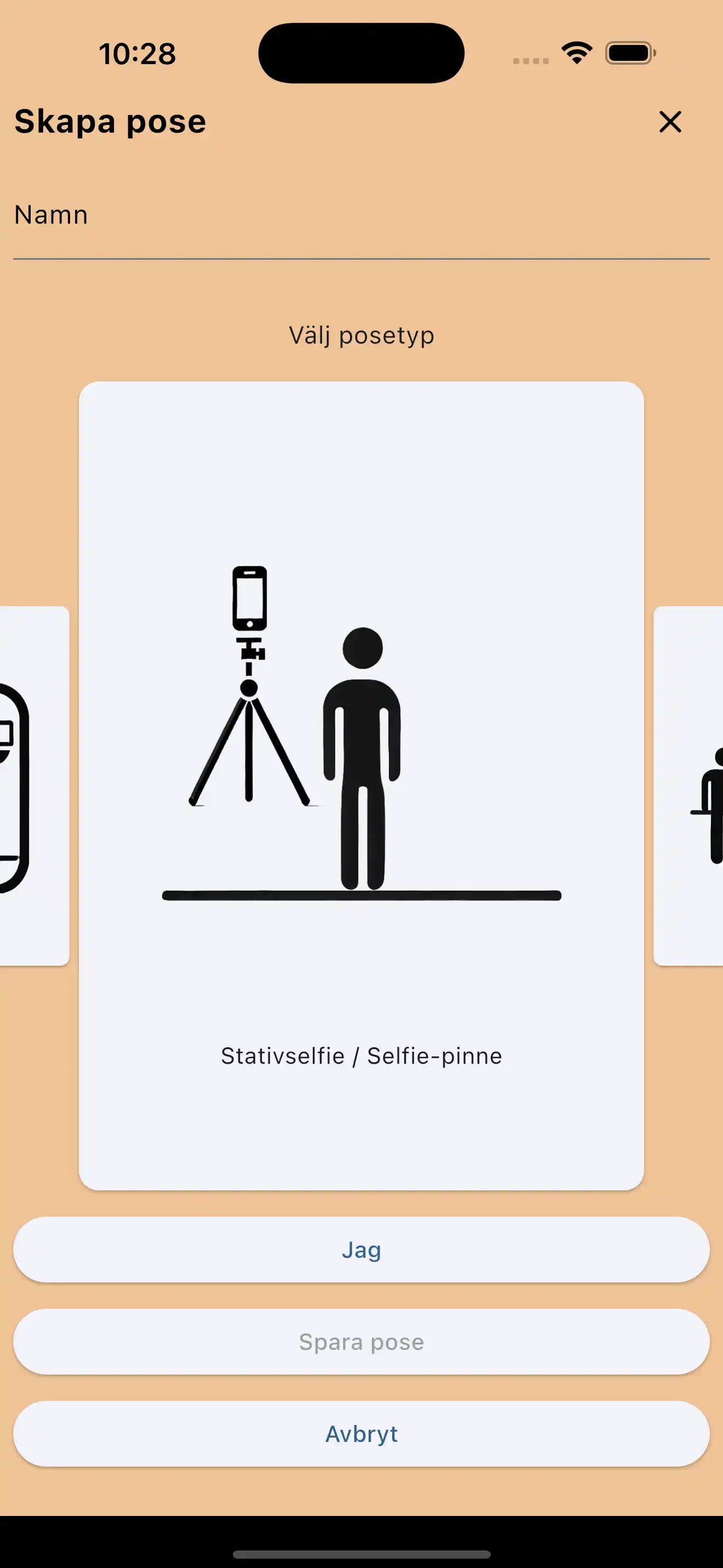 Skapa selfiepinne-poser