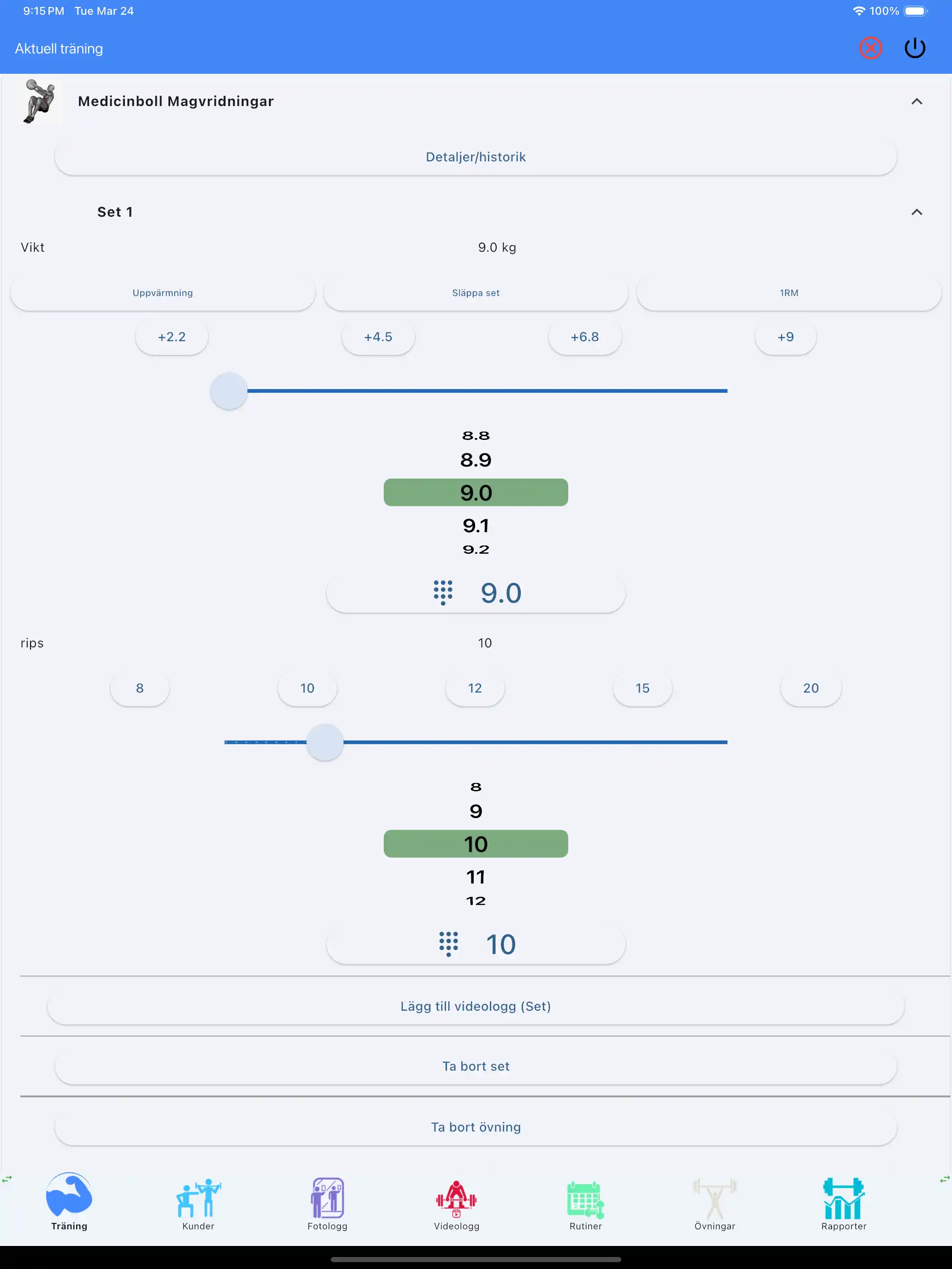 Medicinbollsövning spårning surfplatta ipad