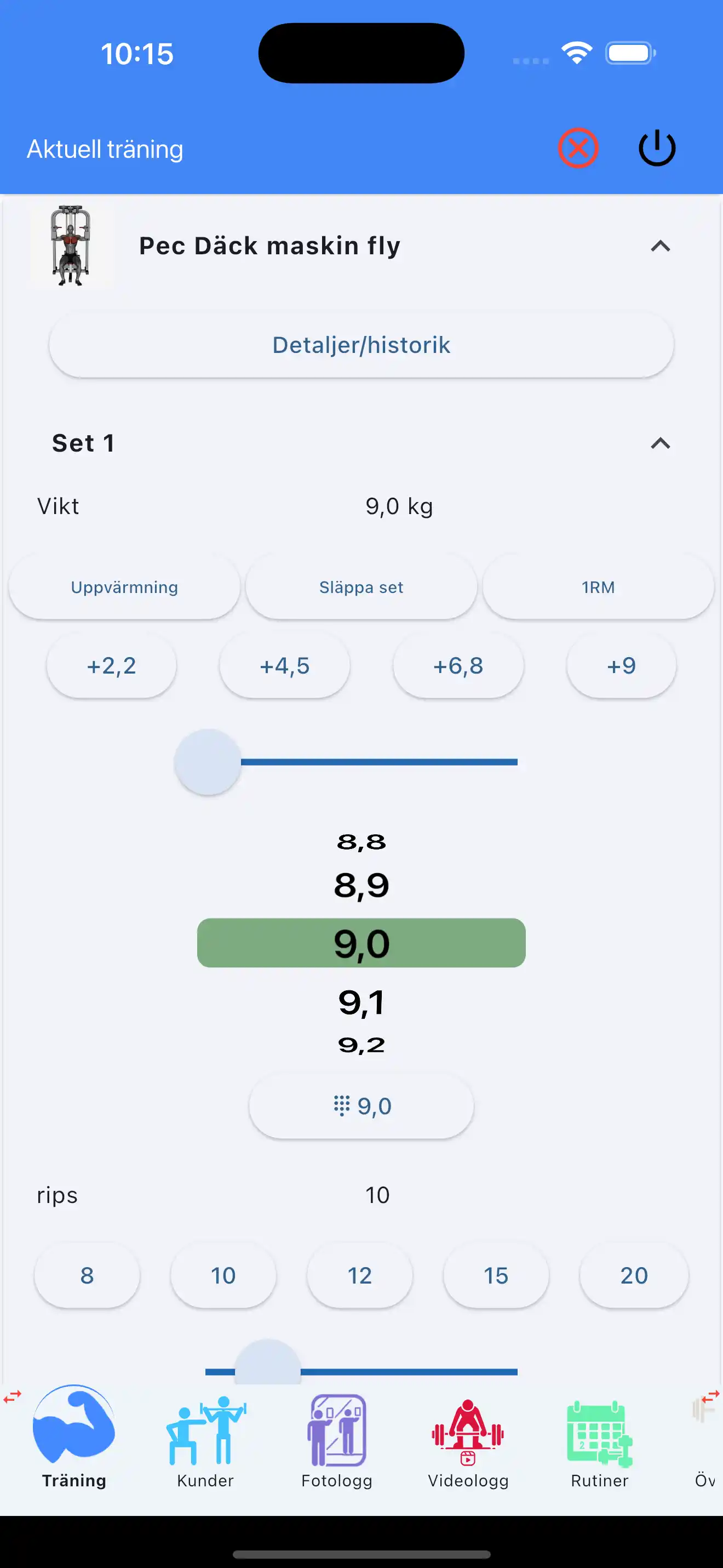 Viktmagasinsmaskin övning spårning telefon