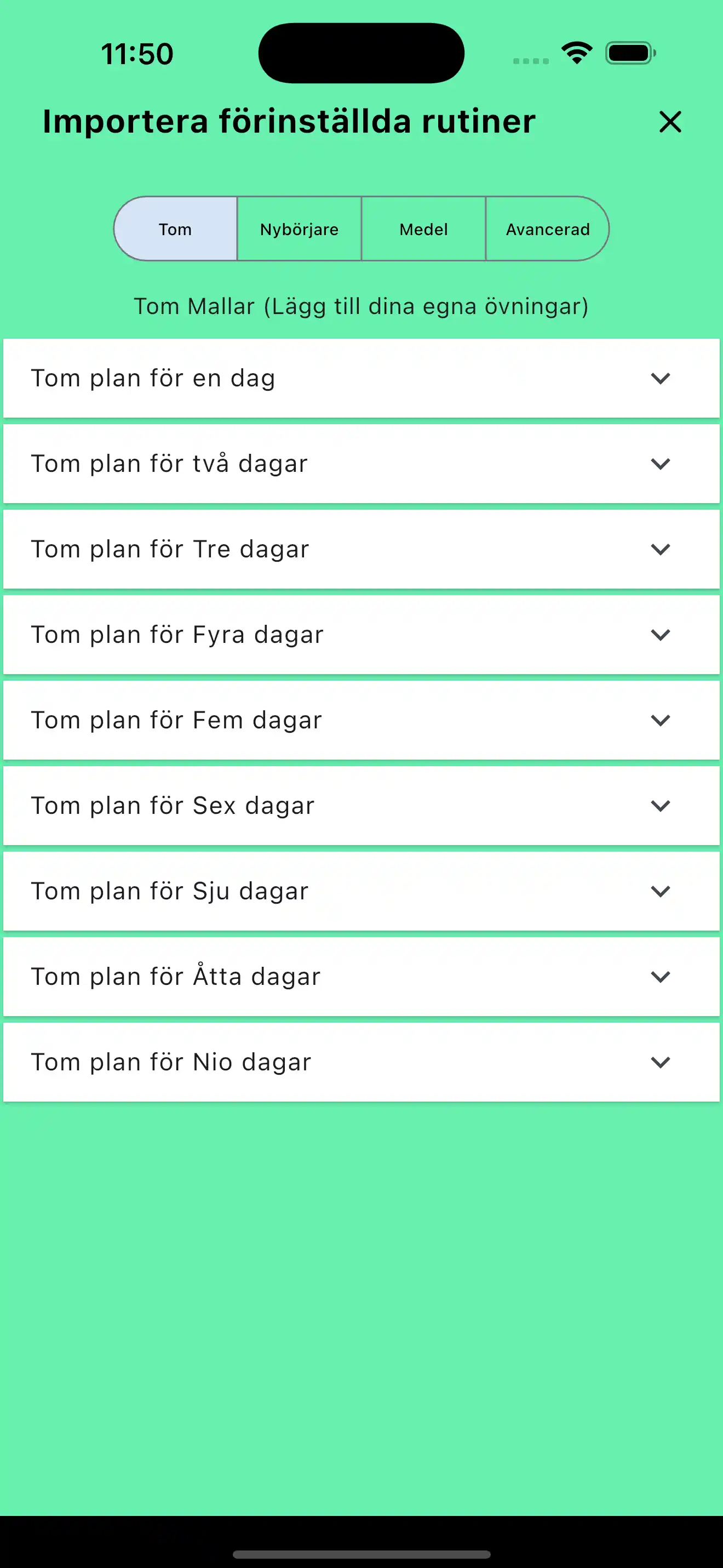 Rutinsystem på telefon