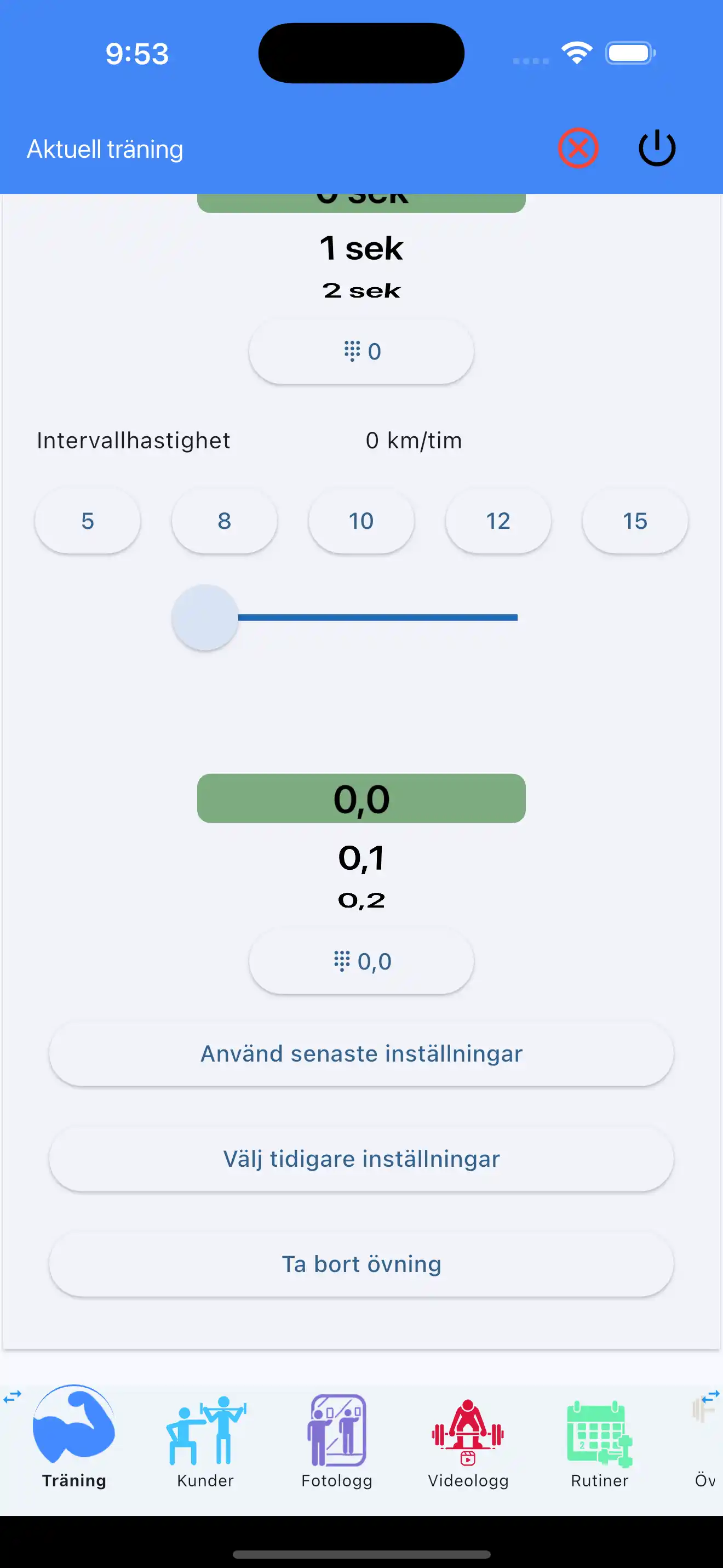 Använd senaste inställningar kondition