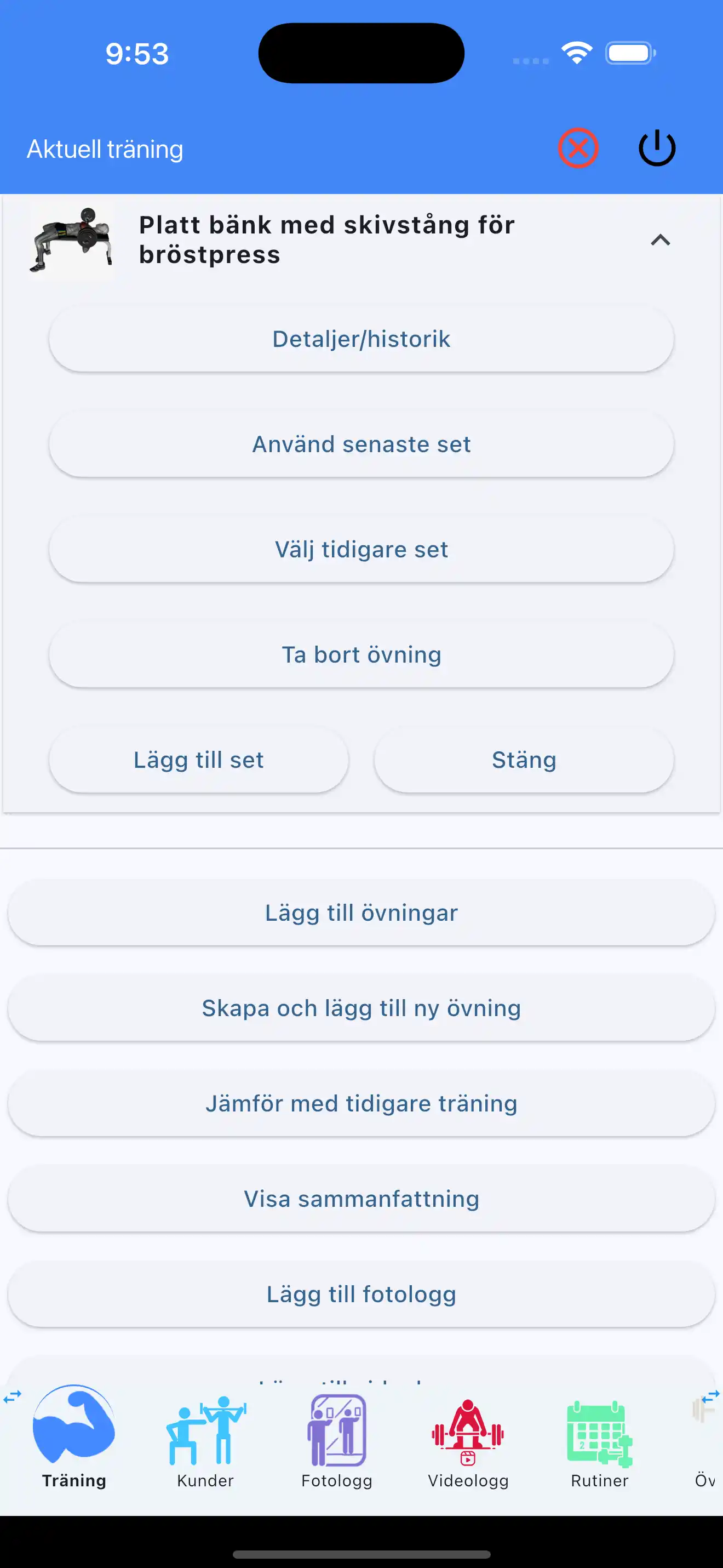 Använd senaste set styrketräning