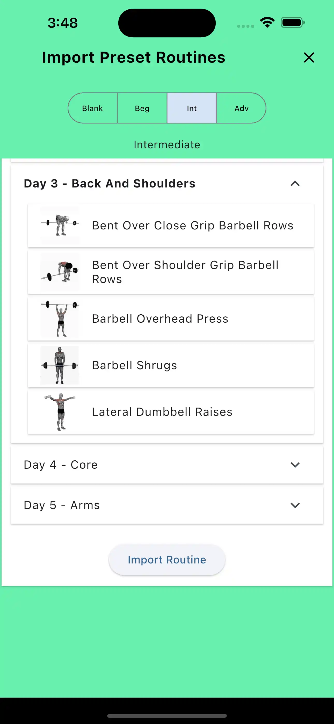 Intermediate Five Day Split Day 3 Back and Shoulders