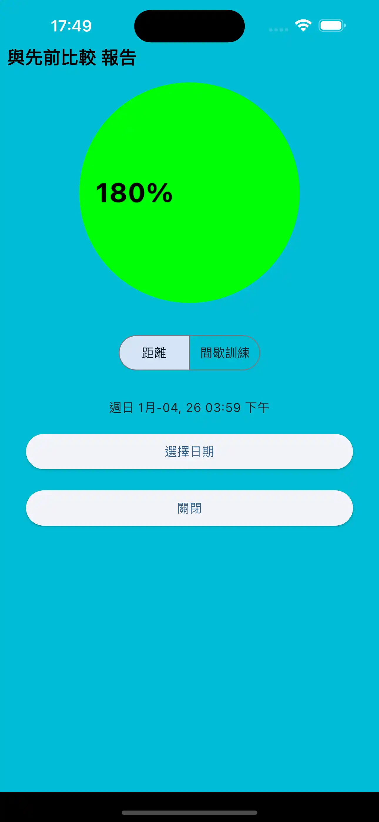 比較先前的有氧間歇距離